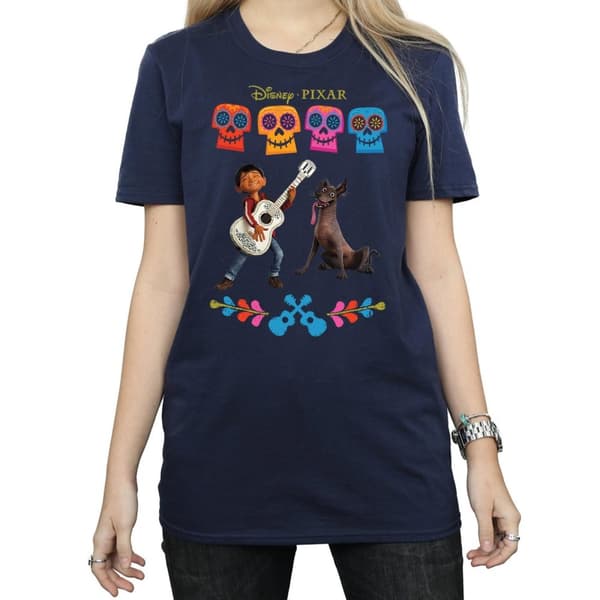 Disney Dam/Tjej Coco Miguel Logo Bomull Boyfriend T-shirt