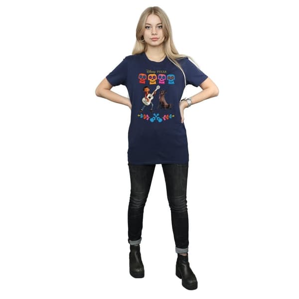 Disney Dam/Tjej Coco Miguel Logo Bomull Boyfriend T-shirt