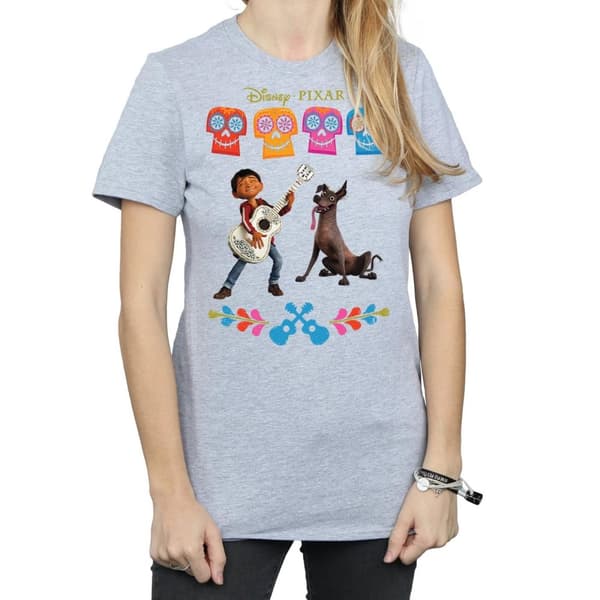 Disney Dam/Tjej Coco Miguel Logo Bomull Boyfriend T-shirt