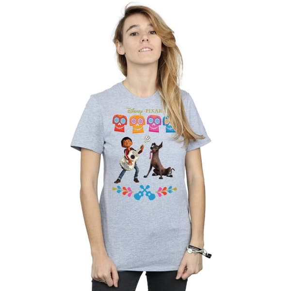 Disney Dam/Tjej Coco Miguel Logo Bomull Boyfriend T-shirt