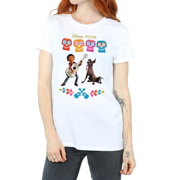 Disney Dam/Tjej Coco Miguel Logo Bomull Boyfriend T-shirt