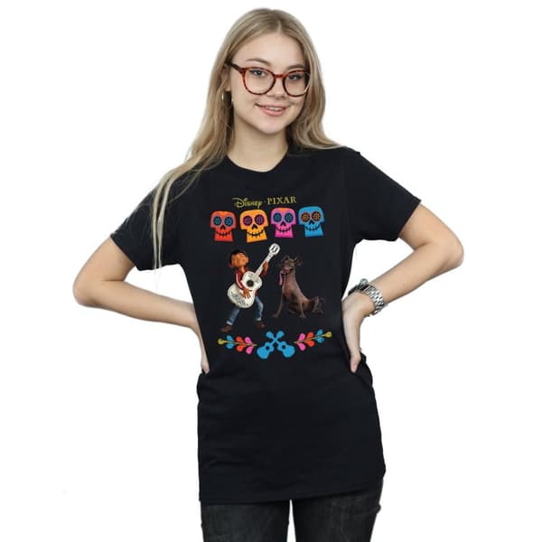 Disney Dam/Tjej Coco Miguel Logo Bomull Boyfriend T-shirt