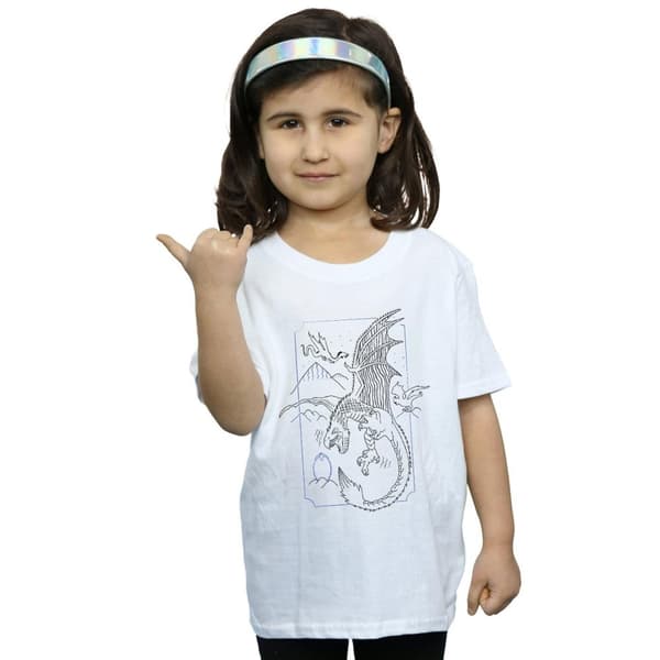 Harry Potter T-shirt i bomull för flickor - Dragon Line Art
