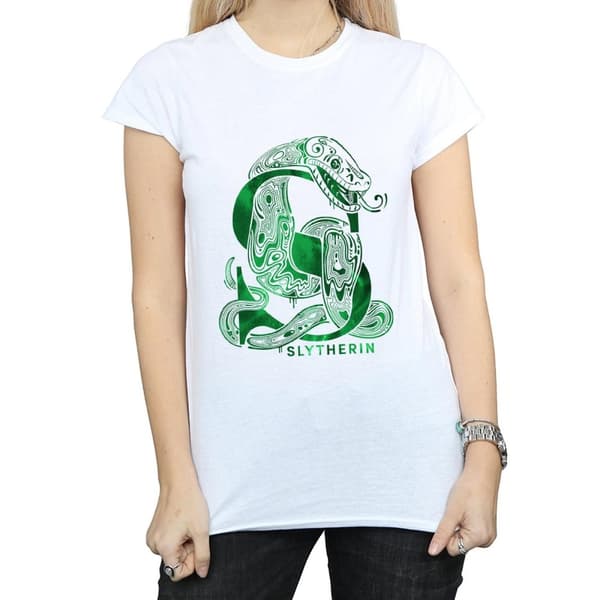Harry Potter Dam/Tjej Slytherin orm bomulls t-shirt