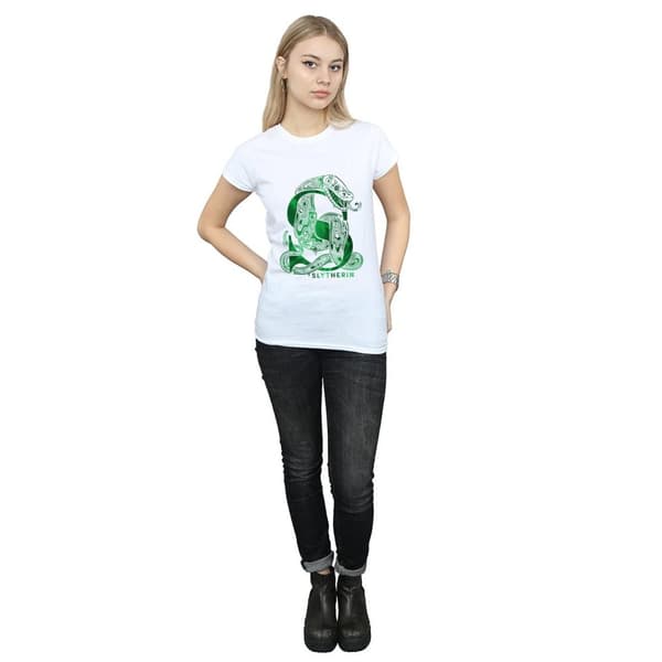 Harry Potter Dam/Tjej Slytherin orm bomulls t-shirt