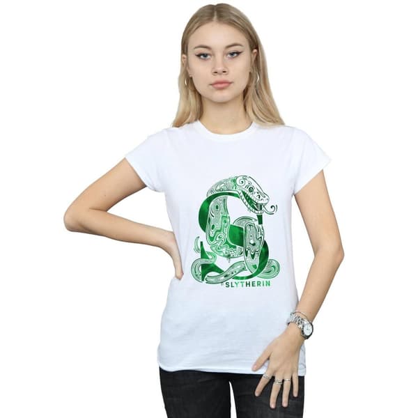 Harry Potter Dam/Tjej Slytherin orm bomulls t-shirt