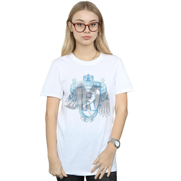 Harry Potter Dam/Lady Ravenclaw Raven Crest Boyfriend T-shirt i bomull