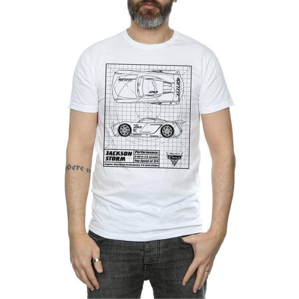 Disney Mens Cars Jackson Storm Blueprint T-Shirt
