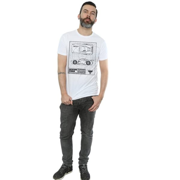Disney Mens Cars Jackson Storm Blueprint T-Shirt