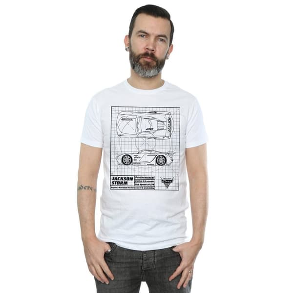Disney Mens Cars Jackson Storm Blueprint T-Shirt