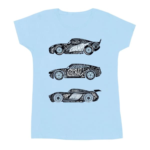 Disney Womens/Ladies Cars Text Racers Cotton T-Shirt