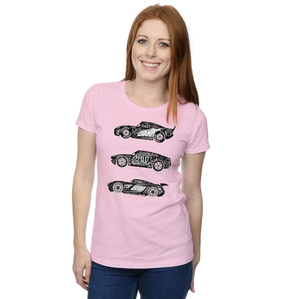 Disney Womens/Ladies Cars Text Racers Cotton T-Shirt