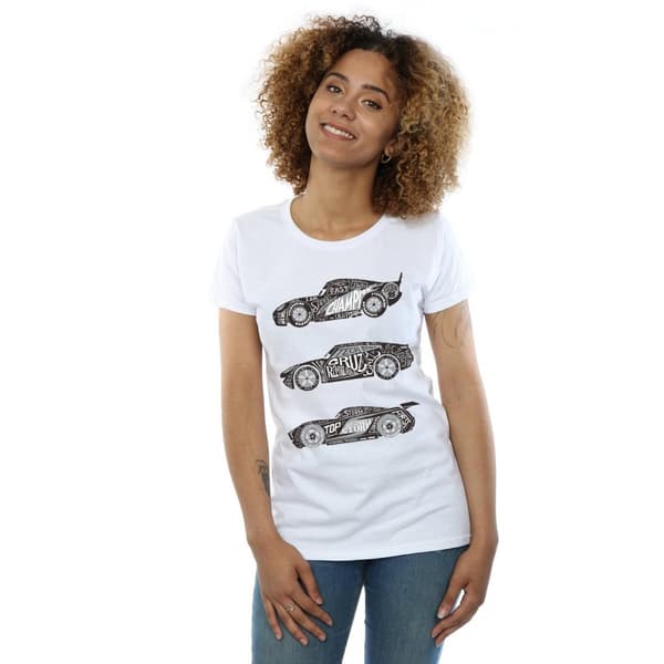 Disney Womens/Ladies Cars Text Racers Cotton T-Shirt
