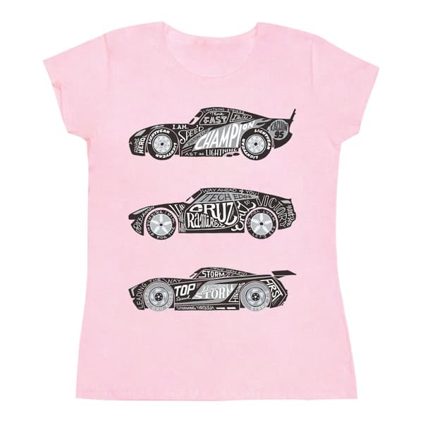 Disney Womens/Ladies Cars Text Racers Cotton T-Shirt
