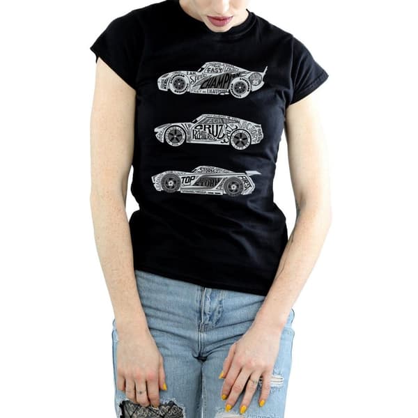 Disney Womens/Ladies Cars Text Racers Cotton T-Shirt