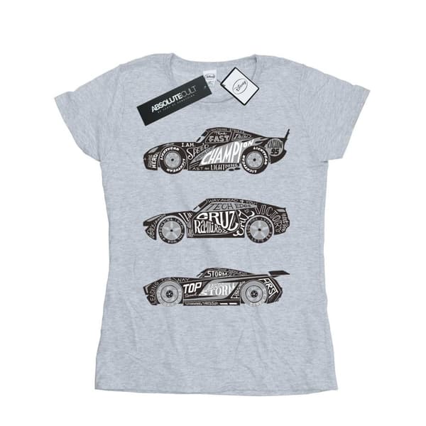 Disney Womens/Ladies Cars Text Racers Cotton T-Shirt