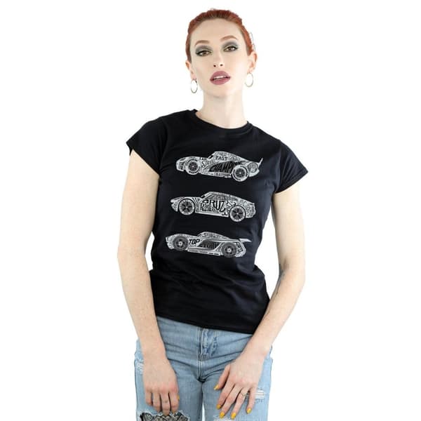 Disney Womens/Ladies Cars Text Racers Cotton T-Shirt