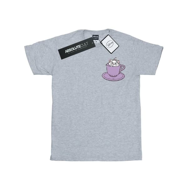 Disney Dam/Tjej Aristocats Marie In Cup Brösttryck Bomull Boyfriend T-shirt