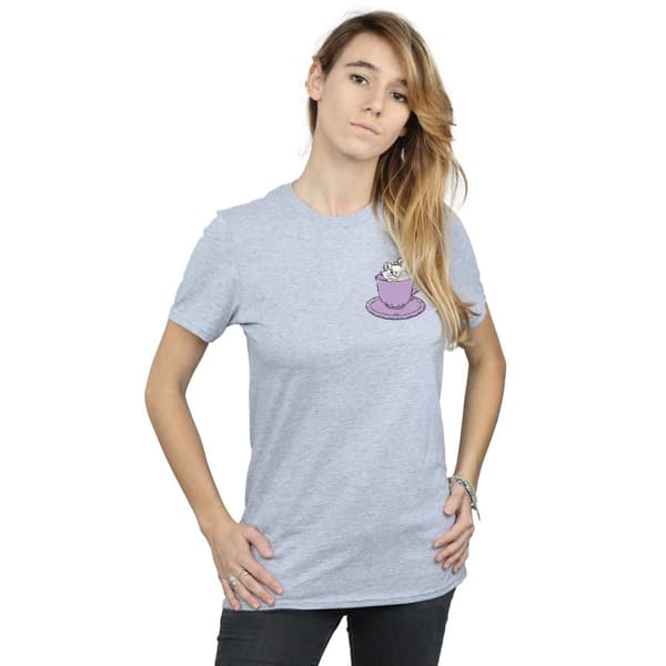 Disney Dam/Tjej Aristocats Marie In Cup Brösttryck Bomull Boyfriend T-shirt