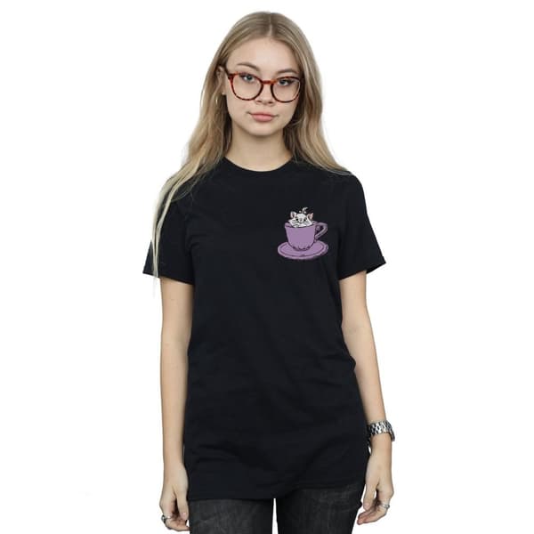 Disney Dam/Tjej Aristocats Marie In Cup Brösttryck Bomull Boyfriend T-shirt