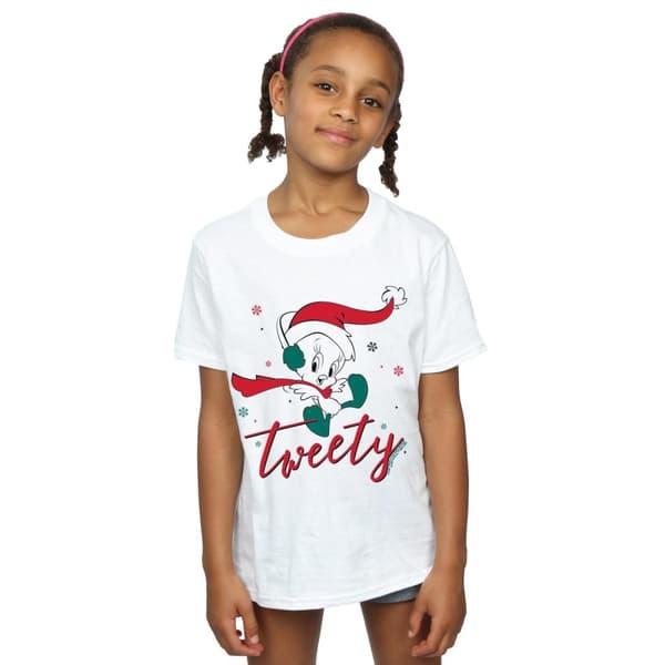 Looney Tunes Girls Tweety Pie Christmas Cotton T-Shirt