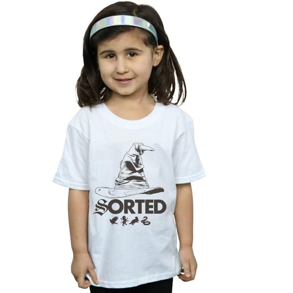 Harry Potter T-shirt i bomull med sorteringshatt för flickor