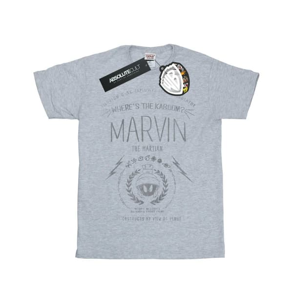 Looney Tunes Marvin The Martian - Var är Kaboom - T-shirt för pojkar Sports Grey 12-13 Years