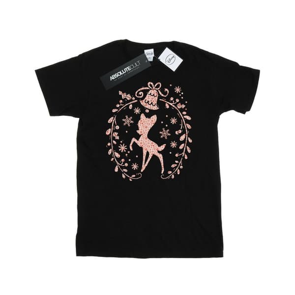 Disney Dam/Tjej Bambi Julkrans Bomull Boyfriend T-shirt