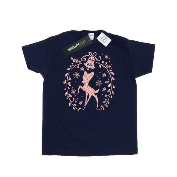 Disney Dam/Tjej Bambi Julkrans Bomull Boyfriend T-shirt