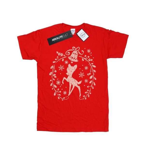 Disney Dam/Tjej Bambi Julkrans Bomull Boyfriend T-shirt