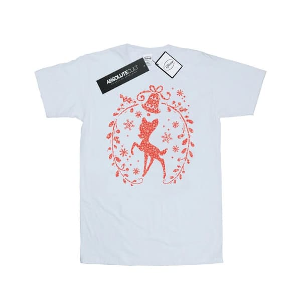 Disney Dam/Tjej Bambi Julkrans Bomull Boyfriend T-shirt