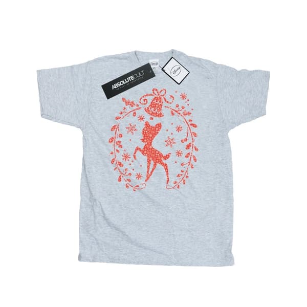 Disney Dam/Tjej Bambi Julkrans Bomull Boyfriend T-shirt