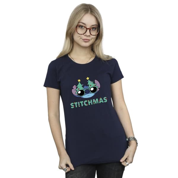 Disney Womens/Ladies Lilo & Stitch Stitchmas Glasses Cotton T-Shirt