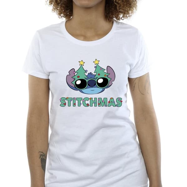 Disney Womens/Ladies Lilo & Stitch Stitchmas Glasses Cotton T-Shirt