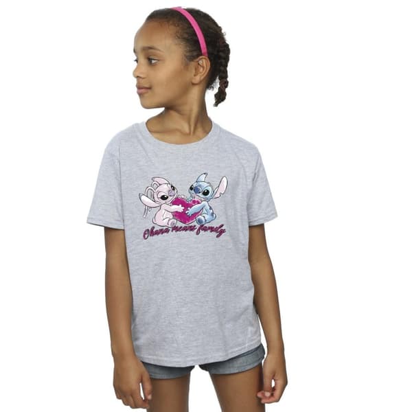 Disney Lilo And Stitch Ohana hjärta med ängel - bomulls-T-shirt för flickor
