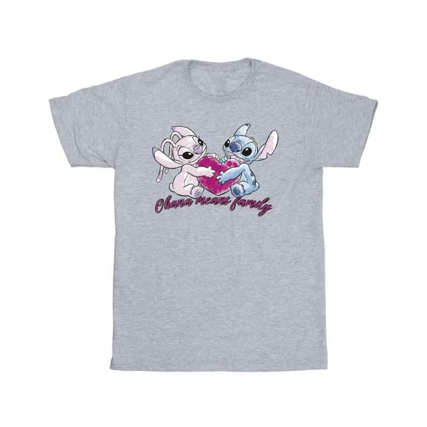 Disney Lilo And Stitch Ohana hjärta med ängel - bomulls-T-shirt för flickor