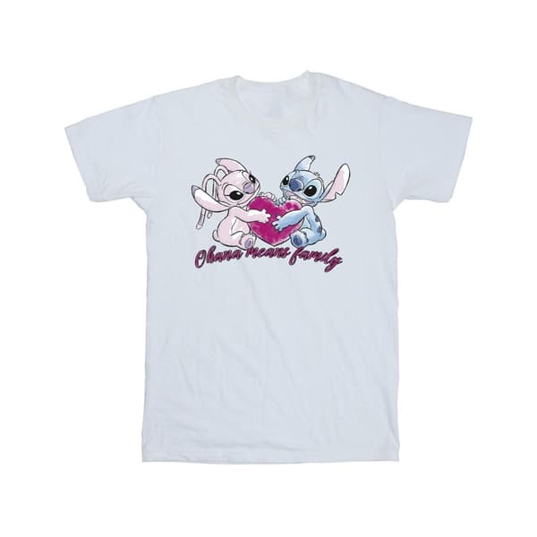 Disney Girls Lilo And Stitch Ohana Heart With Angel Cotton T-Shirt