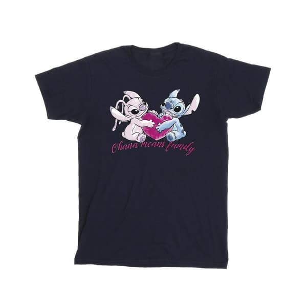 Disney Lilo And Stitch Ohana hjärta med ängel - bomulls-T-shirt för flickor