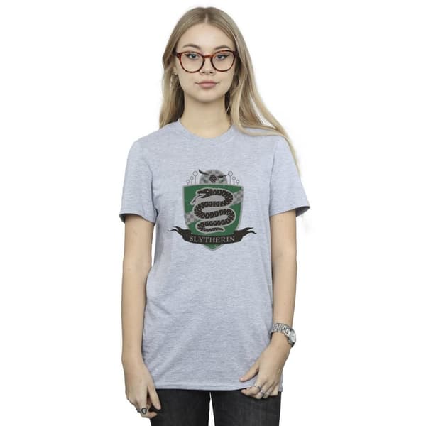 Harry Potter Womens/Ladies Slytherin Chest Badge Cotton Boyfriend T-Shirt