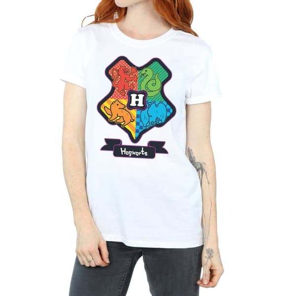 Harry Potter Womens/Ladies Hogwarts Junior Crest Cotton Boyfriend T-Shirt