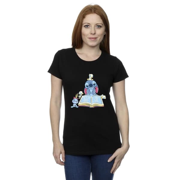 Disney Womens/Ladies Lilo & Stitch Reading A Book Cotton T-Shirt