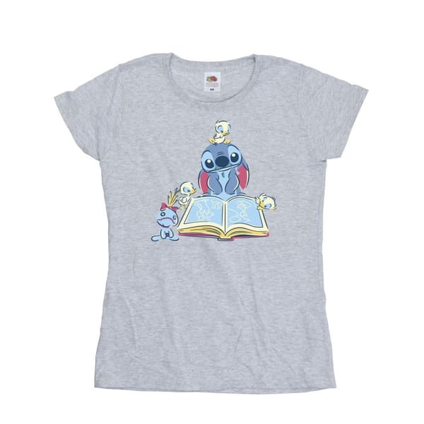 Disney Womens/Ladies Lilo & Stitch Reading A Book Cotton T-Shirt