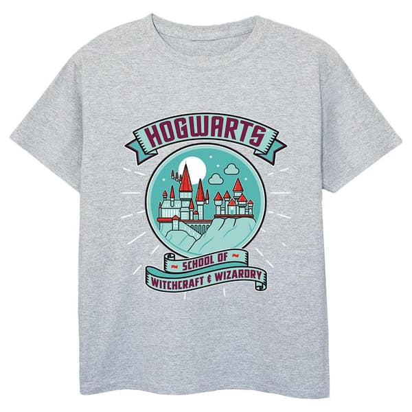 Harry Potter Girls Hogwarts Sphere Cotton T-Shirt Sports Grey 3-4 Years