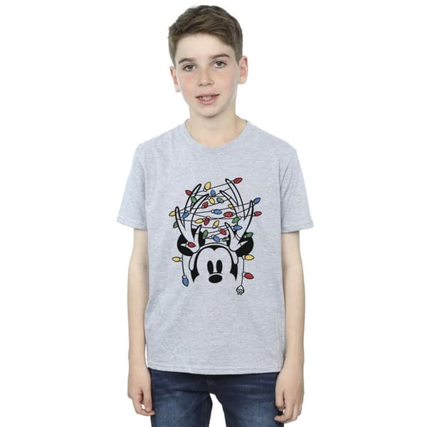 Disney Boys Mickey Mouse Christmas Head Lights T-Shirt