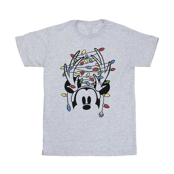Disney Boys Mickey Mouse Christmas Head Lights T-Shirt
