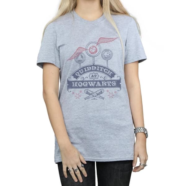 Harry Potter Dam/Tjej Quidditch At Hogwarts Boyfriend T-shirt i bomull