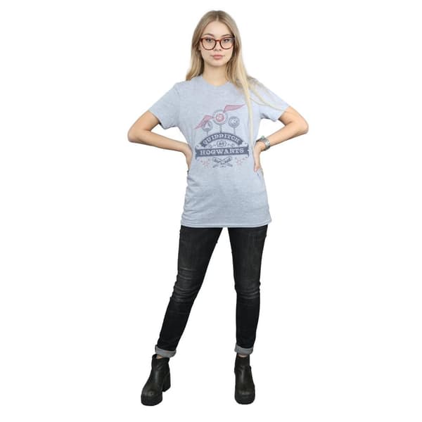Harry Potter Dam/Tjej Quidditch At Hogwarts Boyfriend T-shirt i bomull