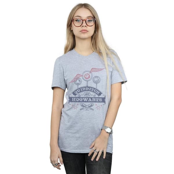 Harry Potter Dam/Tjej Quidditch At Hogwarts Boyfriend T-shirt i bomull