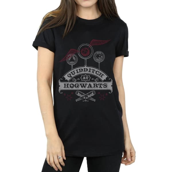 Harry Potter Dam/Tjej Quidditch At Hogwarts Boyfriend T-shirt i bomull