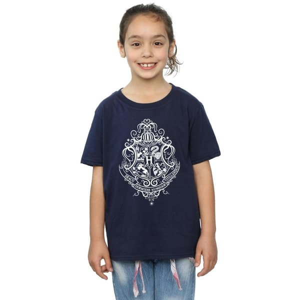 Harry Potter Girls Hogwarts Draco Dormiens Crest Cotton T-Shirt